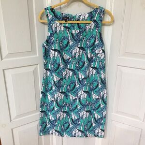 Talbots Blue and Green Giraffe Print Mini Dress